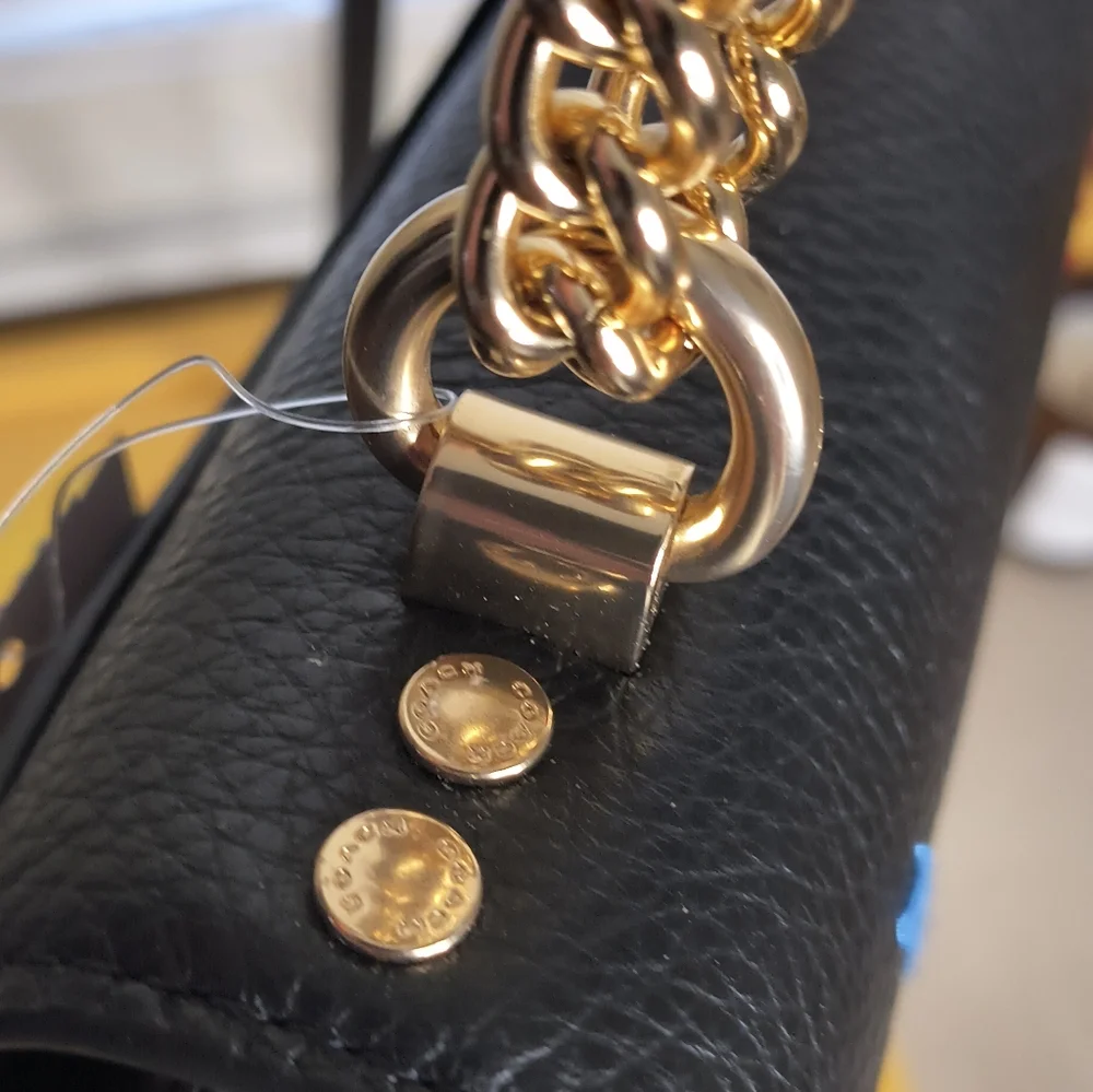 NWT COACH Klare Black Leather Crossbody Bag Embroidery Gold Hardware Medium Size - Picture 12 of 15